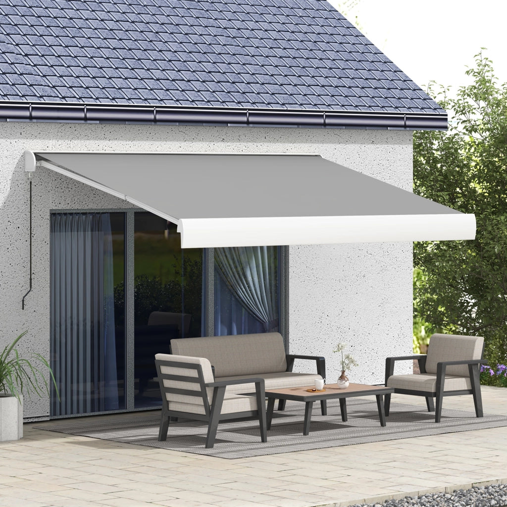 Tenda da sole a cassonetto elettrica ¨C zephmum ¨C 4x3 m grigio chiaro alluminio telecomando