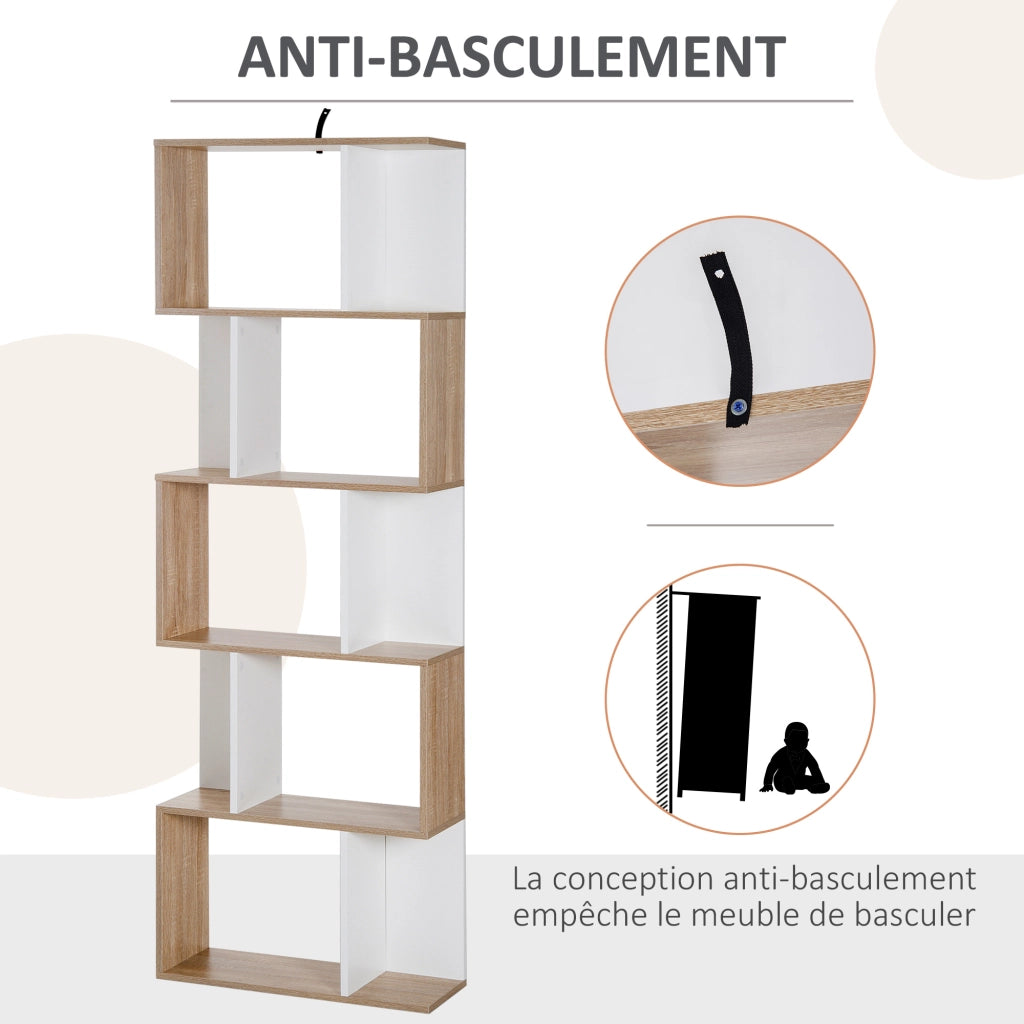 Libreria 5 livelli ¨C Minimal ¨C 60x24x184 bianco quercia