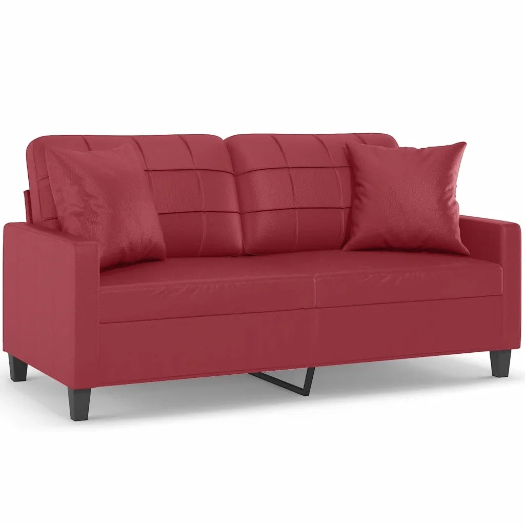Divano a 2 Posti con Cuscini-Sofa 2 Posti con Cuscini Rosso Vino 140 cm in Similpelle 805435