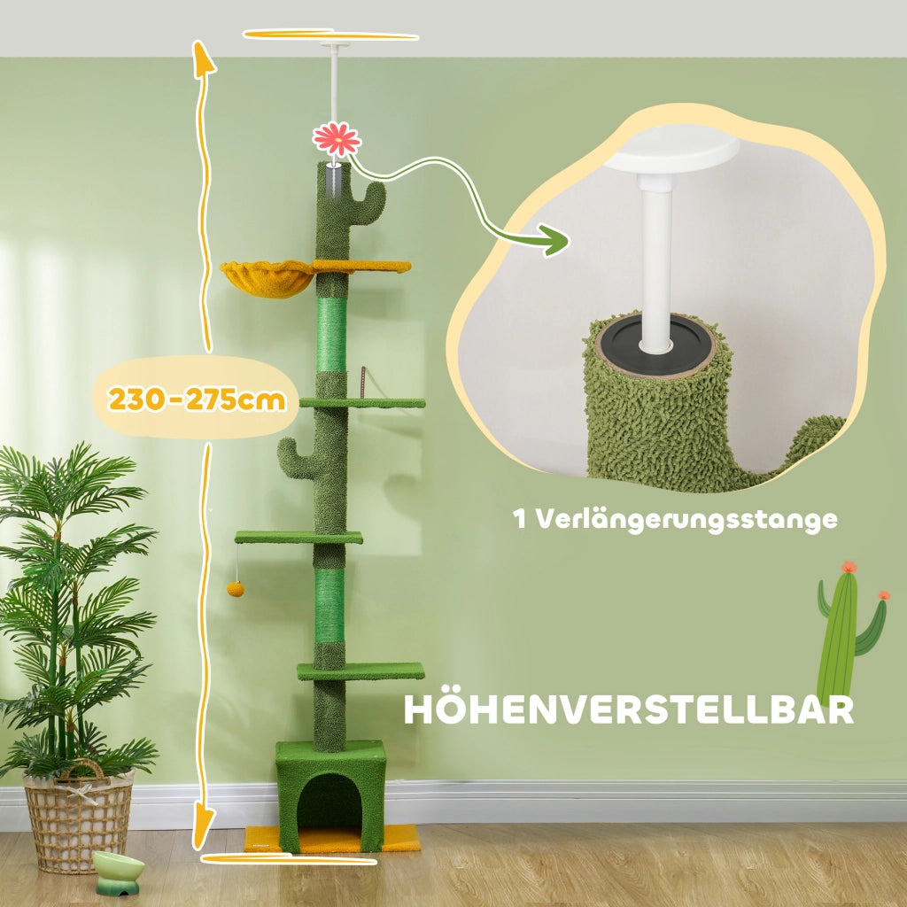 Albero tiragraffi per gatti ¨C zephmum ¨C Verde, regolabile 230-275 cm
