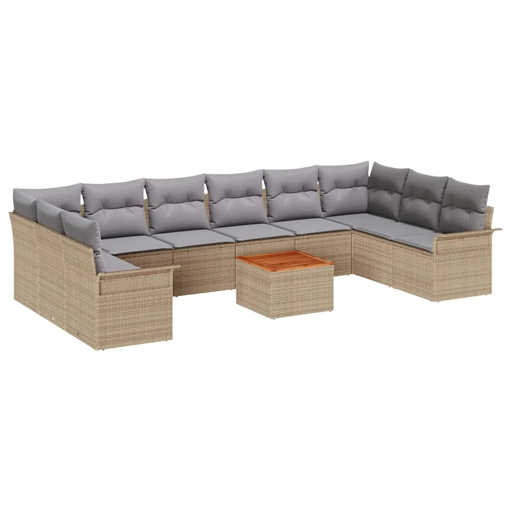 Set Divano da Giardino 11 pcs Beige e Grigio Chiaro polyrattan