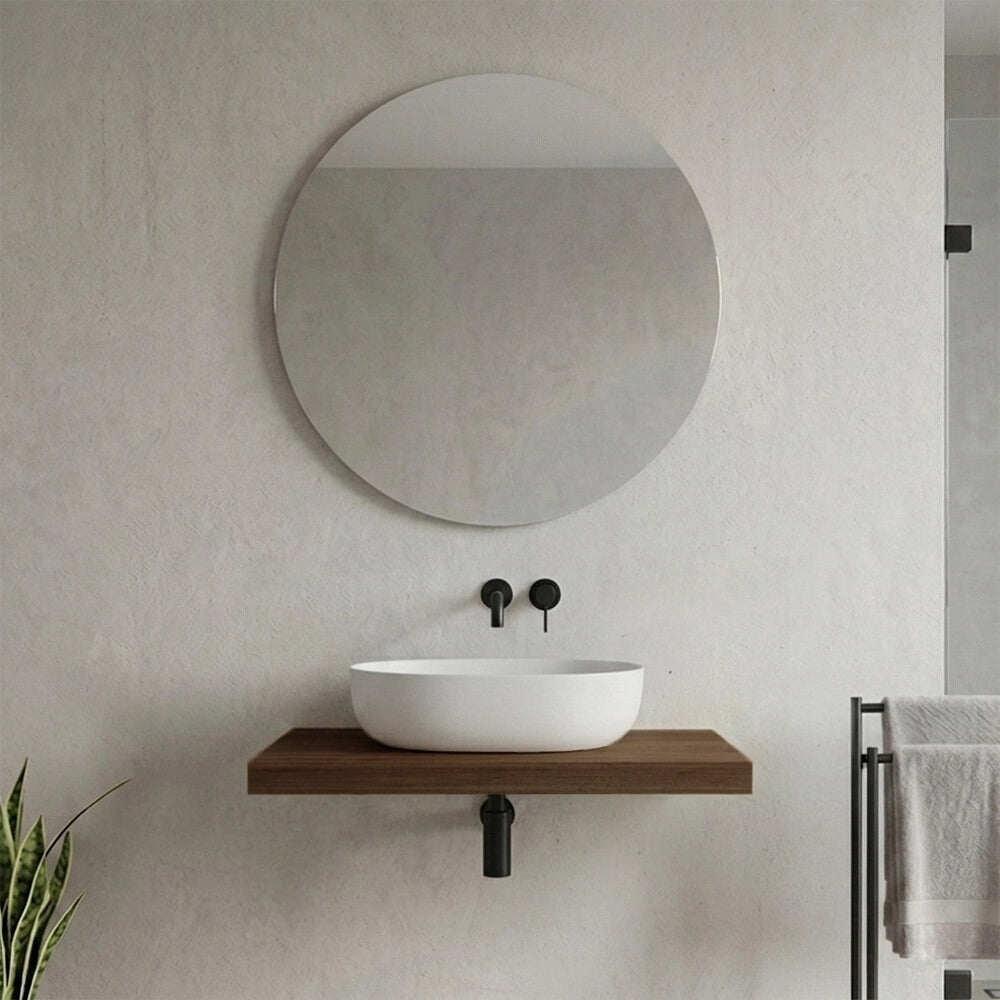 Mensolone bagno 80 cm in legno effetto rovere scuro Levia