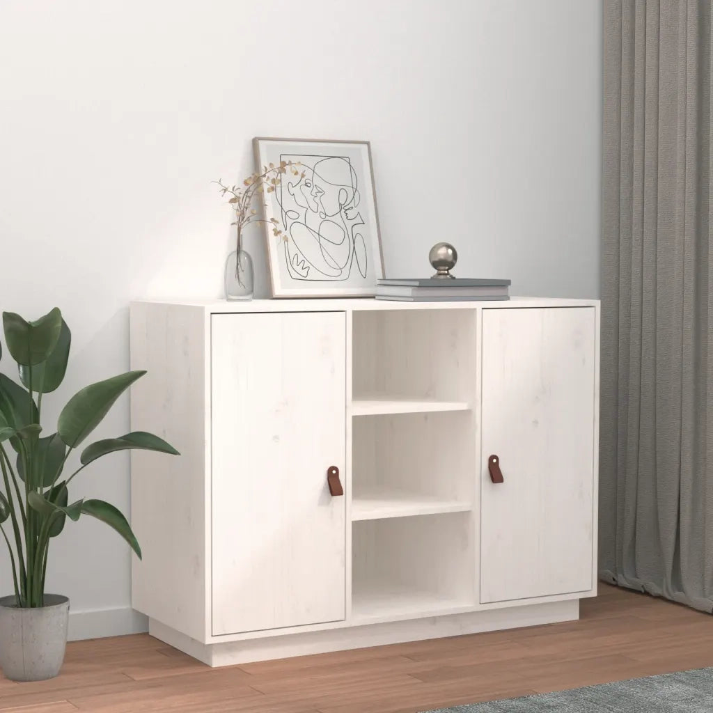Credenza | Madia | Buffet da pranzo | Armadio da pranzo Bianca 100x40x75 cm in Legno Massello di Pino