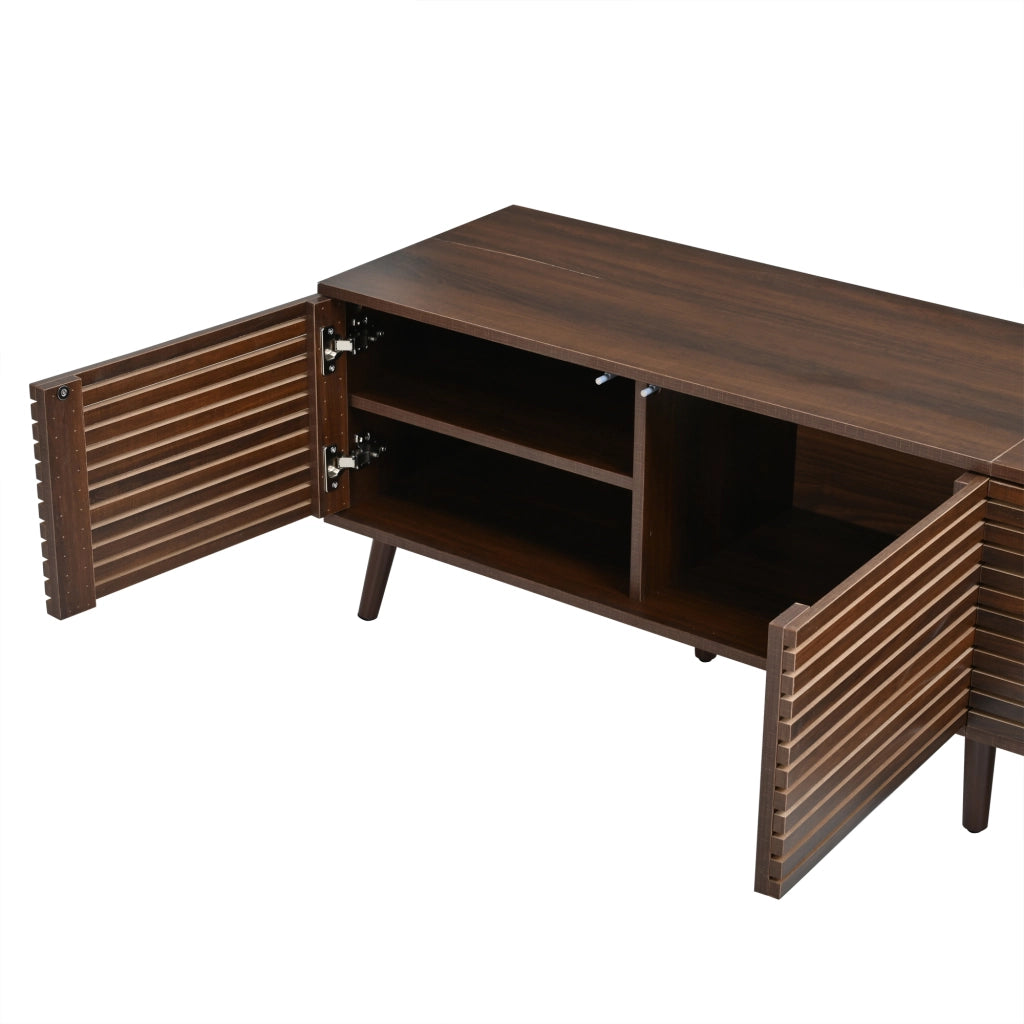 Mobile TV con 4 ante e 6 vani; passacavi - 180×40×46 cm - in MDF e truciolare - noce