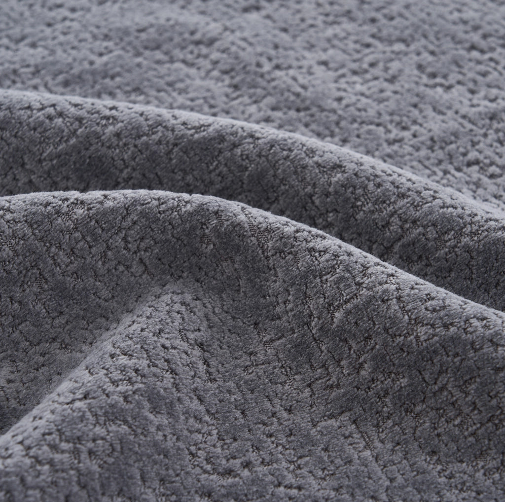 Divano letto modulare in ciniglia grigio 263x171 cm