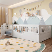 Letto a baldacchino per bambini bianco in pino con rete di sicurezza 90x190 cm