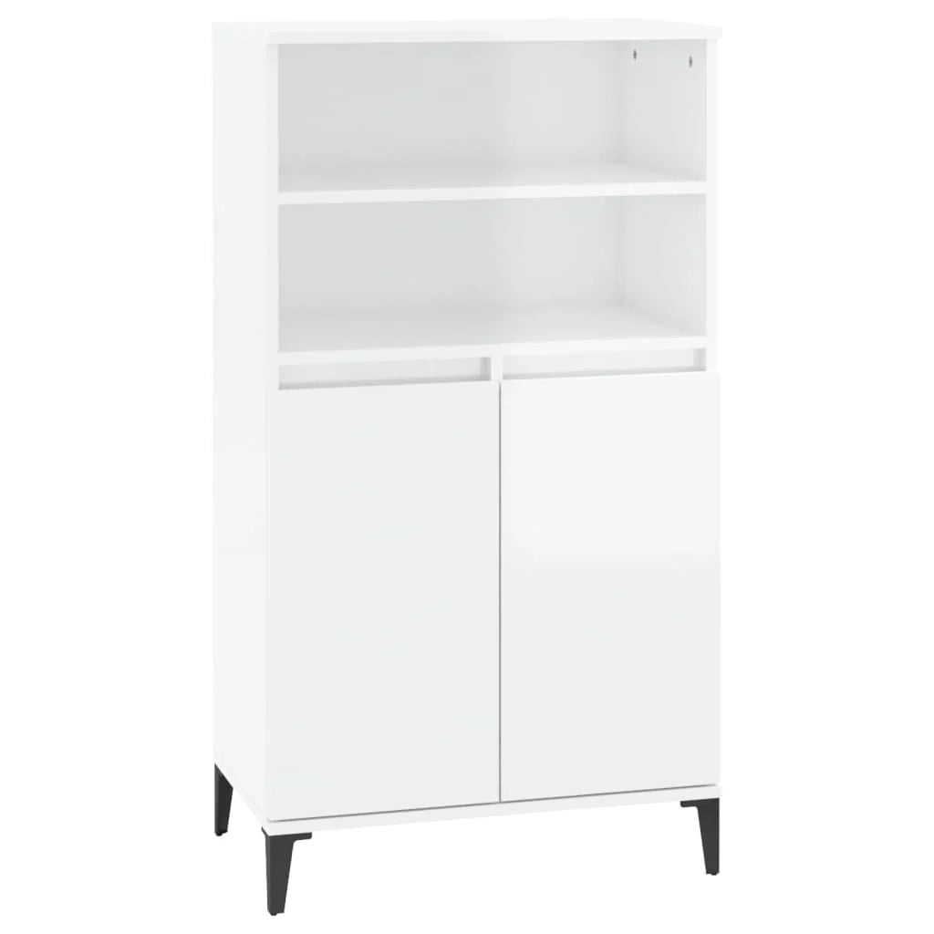 Buffet credenza cassettiera mobiletto mobile contenitore organizer cucina soggiorno lucido 60 x 36 x 110 cm legno ingegnerizzato bianco 02_0032985
