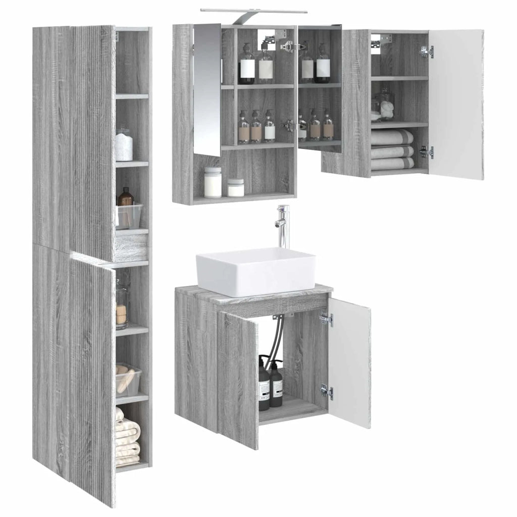 Set di Armadi da Bagno 5 pcs Sonoma grigio 50 x 14,5 x 70 cm 3407324