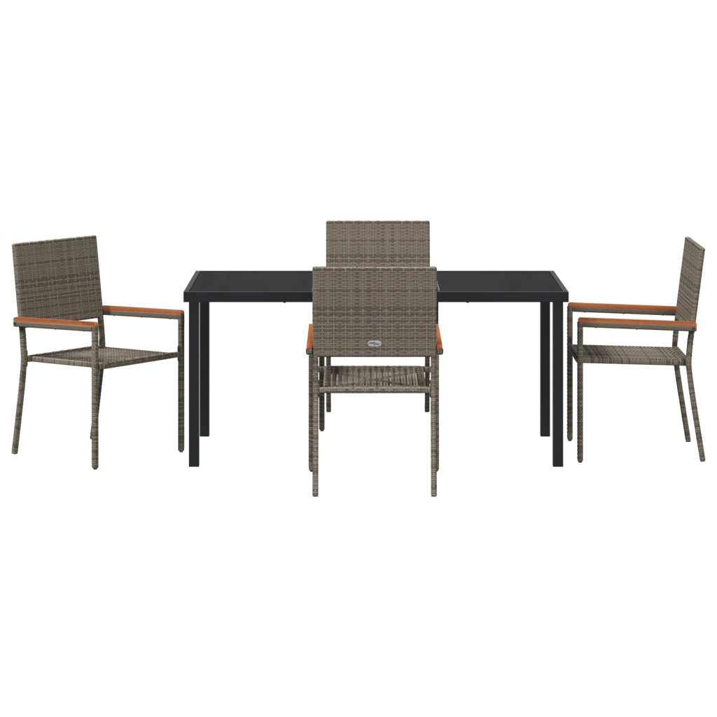 Set da Pranzo Giardino 5 Pezzi Grigio in Rattan PE