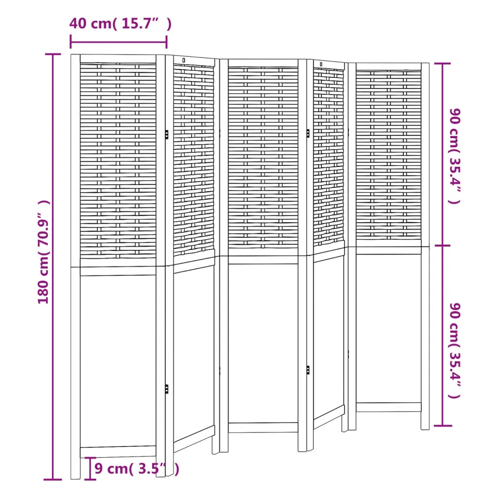 Divisorio Ambienti | Divider per stanze | Paravento 5Pannelli Bianco Legno Massello di Paulownia
