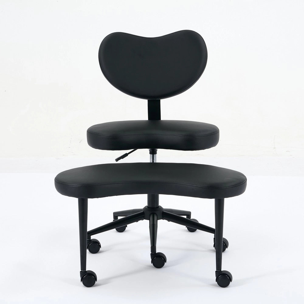 Sedia da Ufficio Inginocchiatoio con Ruote ¨C Xylo ¨C Similpelle Nera, Supporto Lombare, Altezza Regolabile