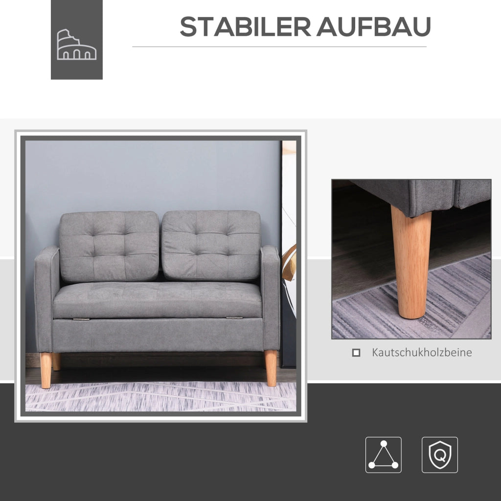 Divano 2 posti con cassetti ¨C zephmum ¨C Grigio 117x62x78 cm