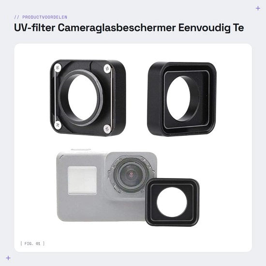 Filtro UV facile da installare - Lente protettiva per fotocamera - Lente multifunzionale - Lente in plastica - Lente di riparazione - Resistente agli urti - Vetro per fotocamera