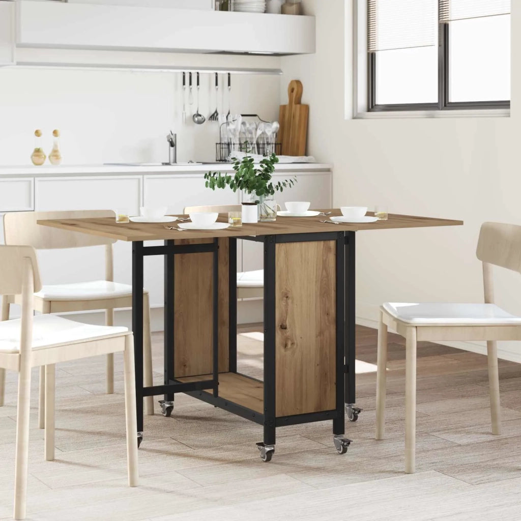 Tavolo da pranzo pieghevole con ruote 130 x 80 x 76,5 cm