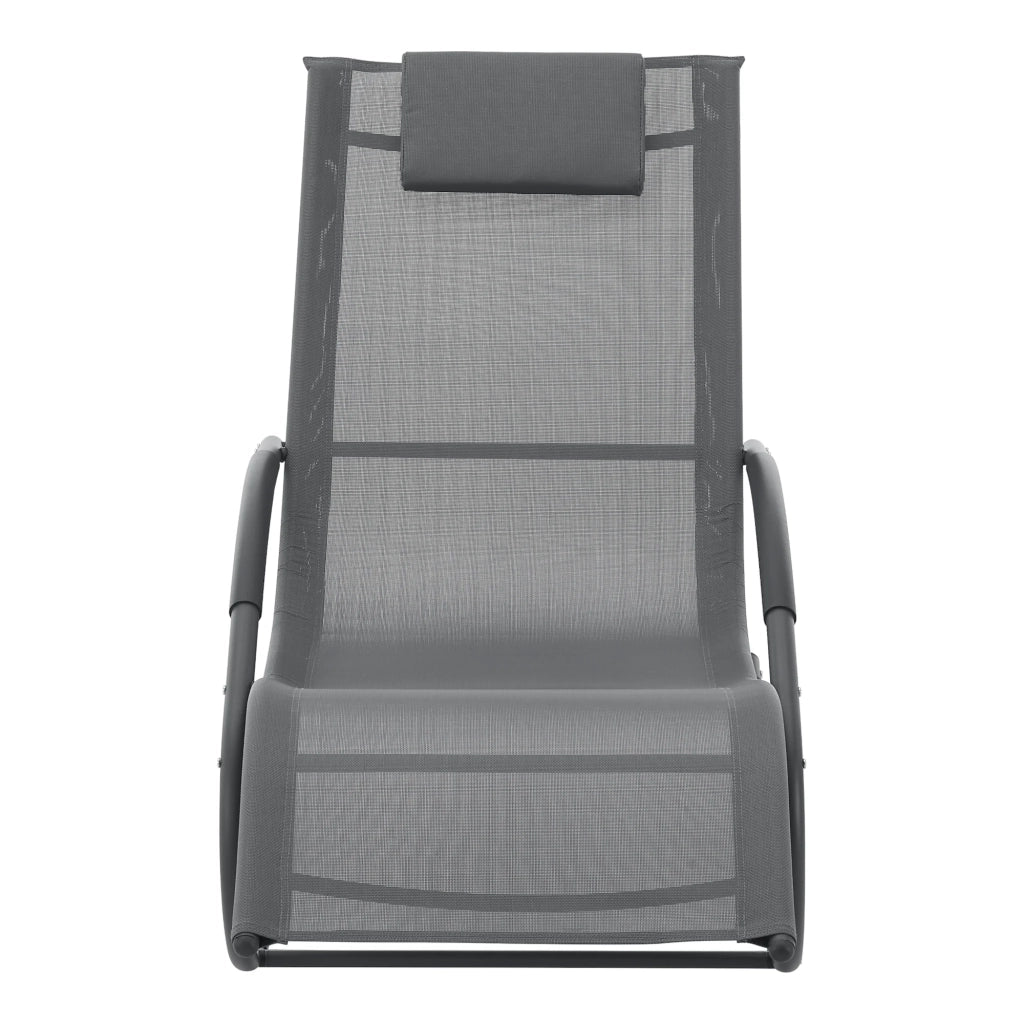 Lettino prendisole a dondolo Tarent acciaio e tessuto 174 x 63 x 88 cm grigio scuro 03_0006404