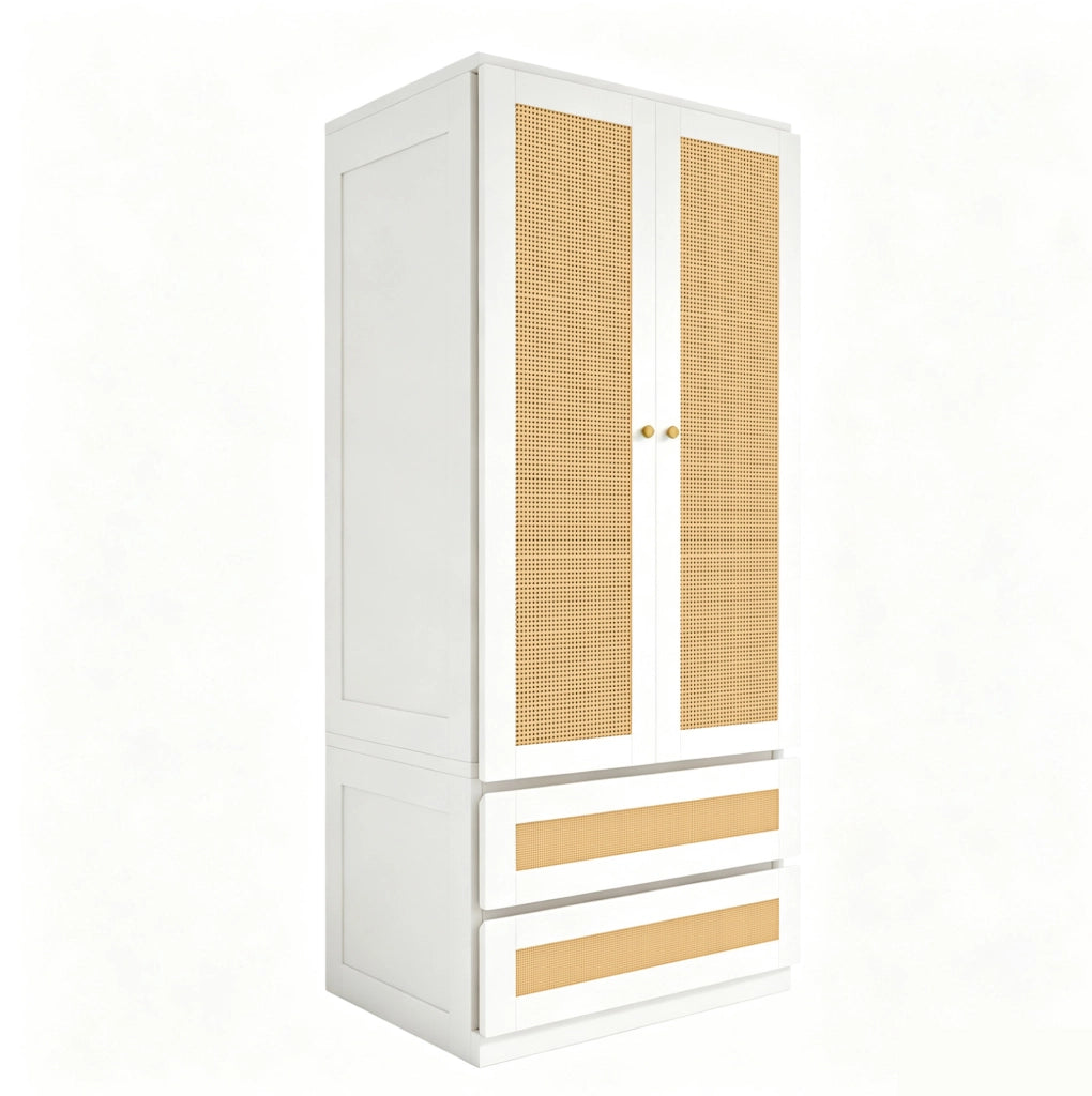 Armadio a 2 ante con 2 cassetti; 70x55x170 cm; bianco