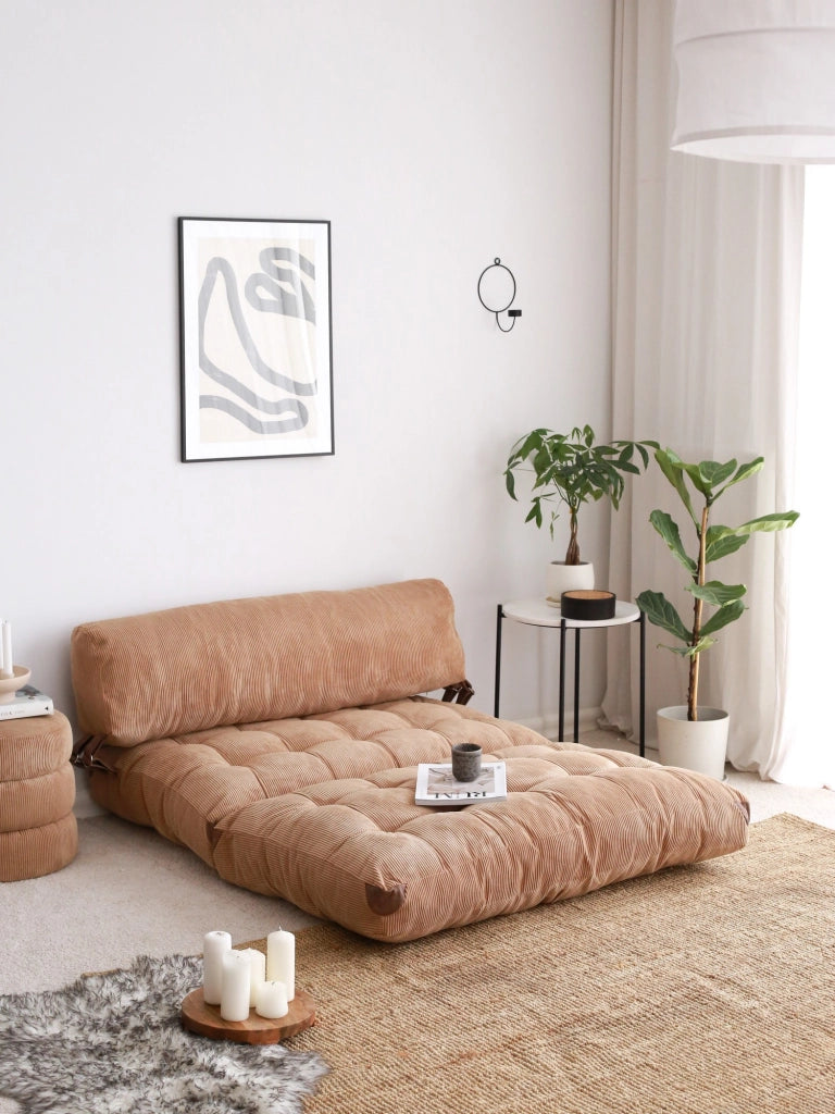 Divano letto in tessuto "Fold" a 2 posti - 120 x 75 x 79 cm - Marrone