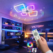 Plafoniera LED Smart 70W RGB+CCT con Cassa Bluetooth Dimmerabile 725x455mm Bianca con Telecomando e App