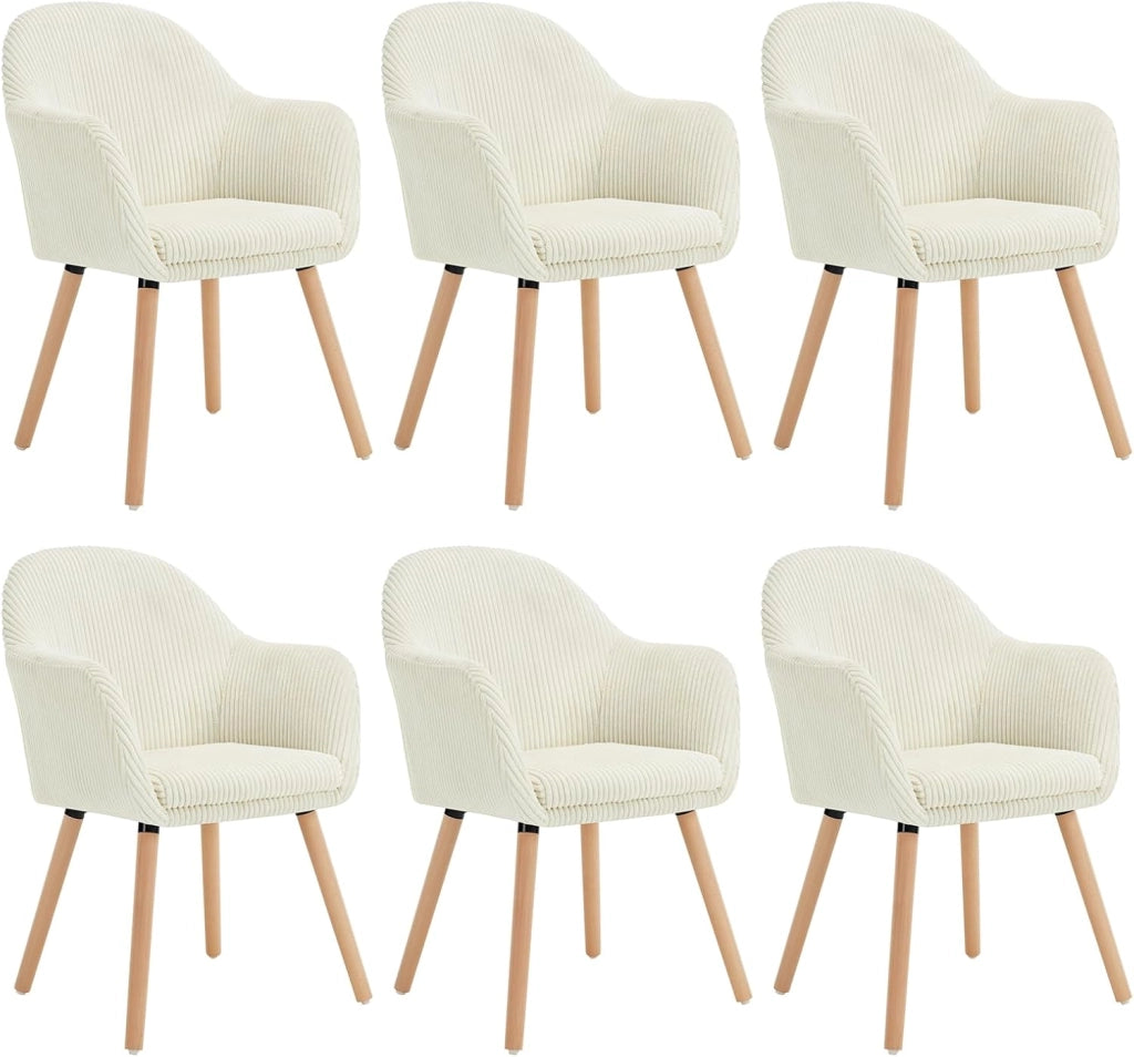 Set di 2 Sedie Sala da Pranzo, Sedie Cucina, Poltroncina, Sedia Imbottita per Camera da letto Ufficio, Salotto, Seduta in Velluto a Coste, Gambe in Legno Massiccio, Grigio Scuro, EZS26dgr-2