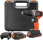 BLACK+DECKER Trapano a percussione a batteria da 18V a 2 velocità con due batterie da 1,5Ah e caricatore da 400mA, coppia di 45Nm, luce da lavoro a LED, BCD003C2K-QW