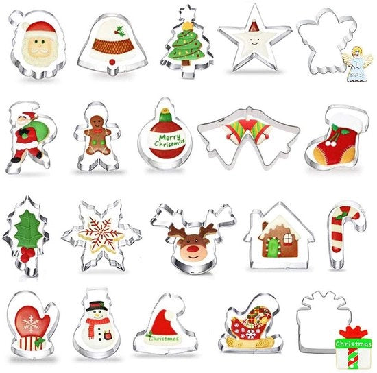 Set di stampi per biscotti a forma di stella, 20 pezzi, stampi per biscotti in acciaio inossidabile, stampi per biscotti, stampi per biscotti per torte tematiche, decorazione per torte, biscotti, accessori da cucina
