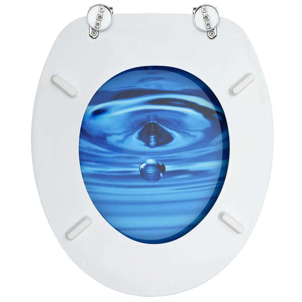 Tavoletta WC con Coperchio MDF Blu Design Goccia d'Acqua CFW9590049