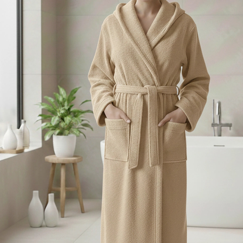 Satiza, Accappatoio 100% Cotone con Cappuccio, Bianco Crema