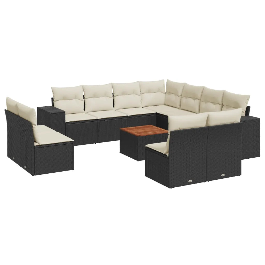 Set Divani da Giardino 12 pz con Cuscini Nero in Polyrattancod mxl 88048