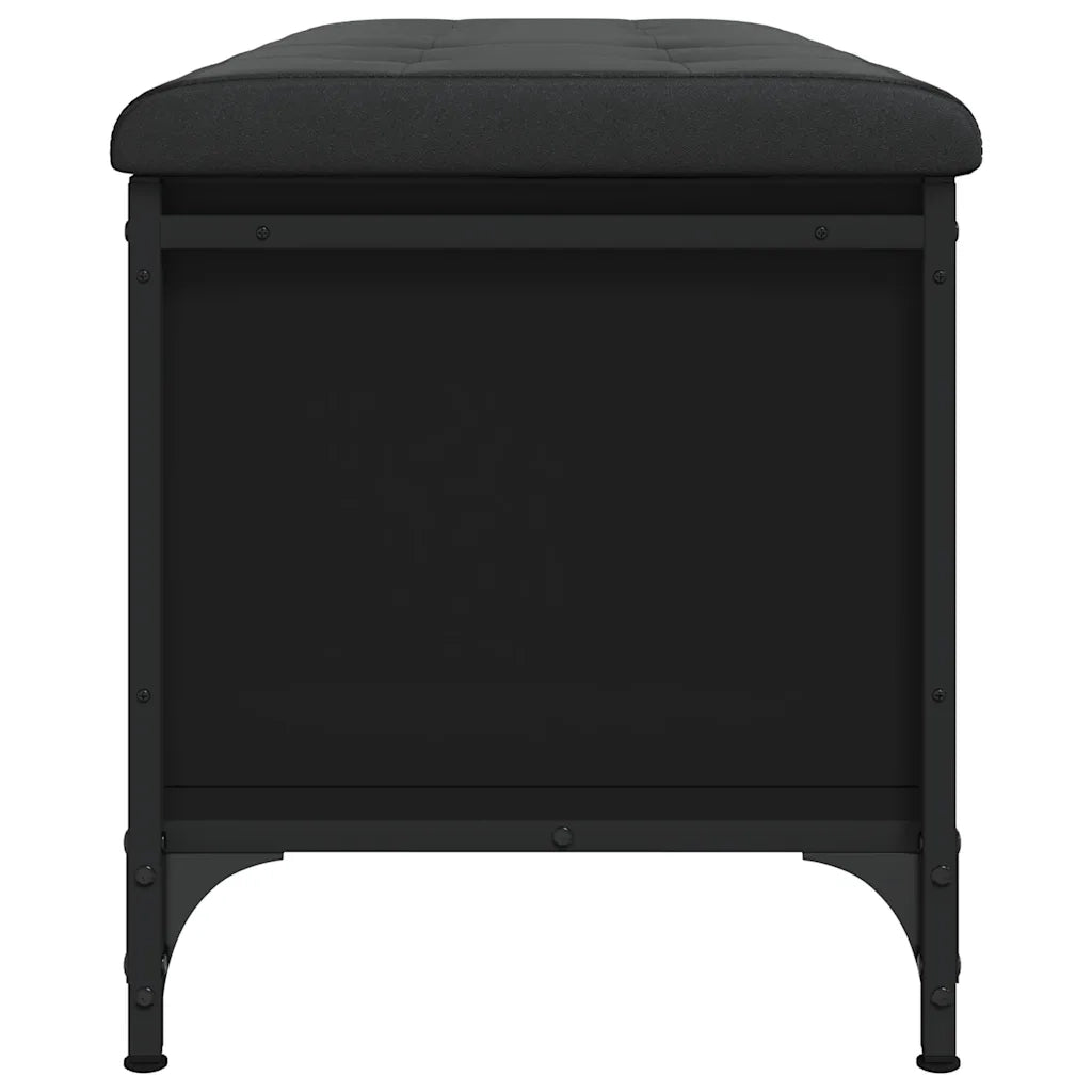 Panca Portaoggetti-Sgabello-Panca con Contenitore Nera 102x42x45 cm in Legno Multistrato