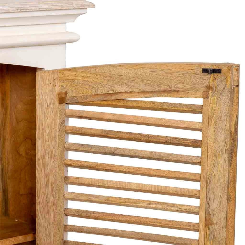 Credenza artigianale in legno bianco 182x38x93h cm