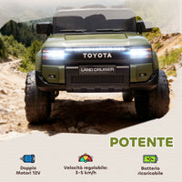 Macchina Elettrica per Bambini Toyota Land Cruiser 12V con Telecomando Età 3-6 Anni Verde