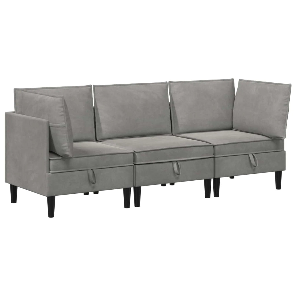 Set di mobili per il soggiorno 3 pcs Grigio Chiaro Velluto