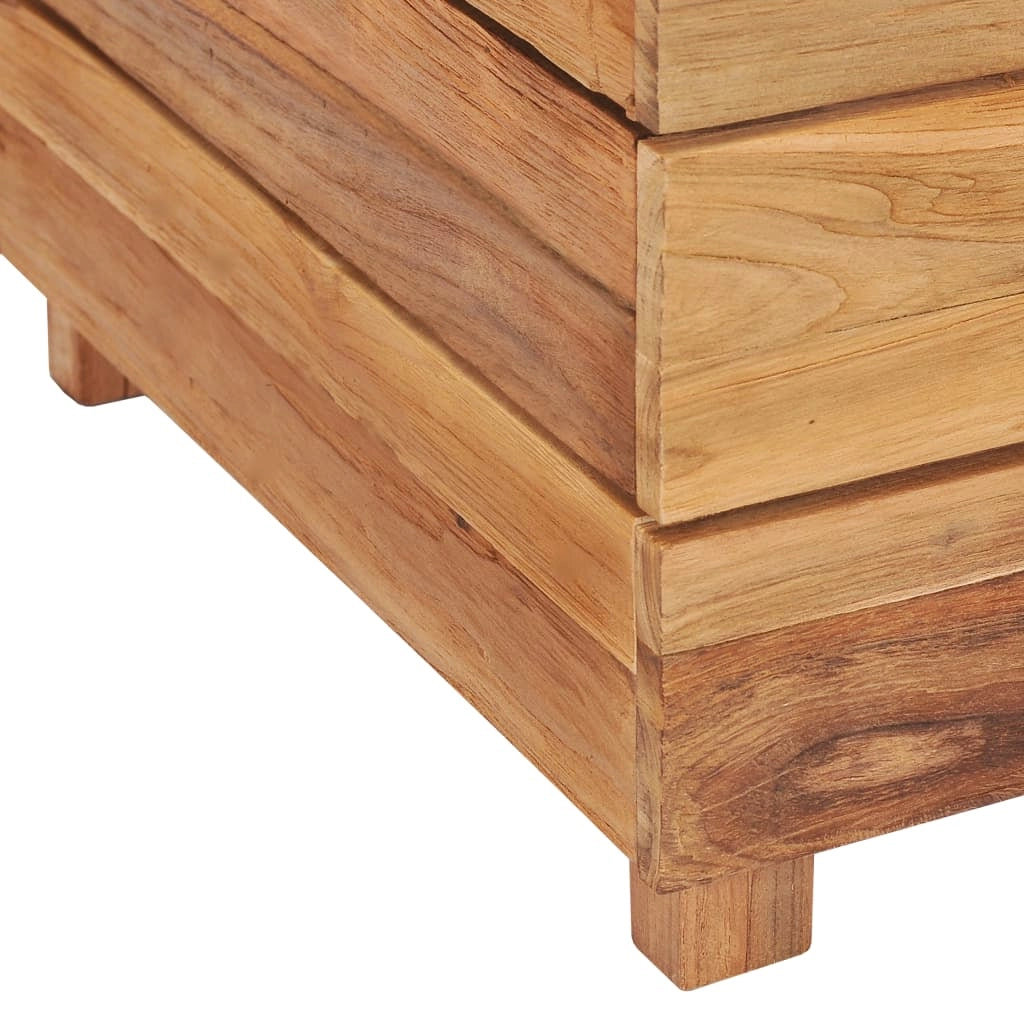 Aiuola rialzata per piante e fiori 50 x 40 x 38 cm legno di teak riciclato e acciaio 02_0000937