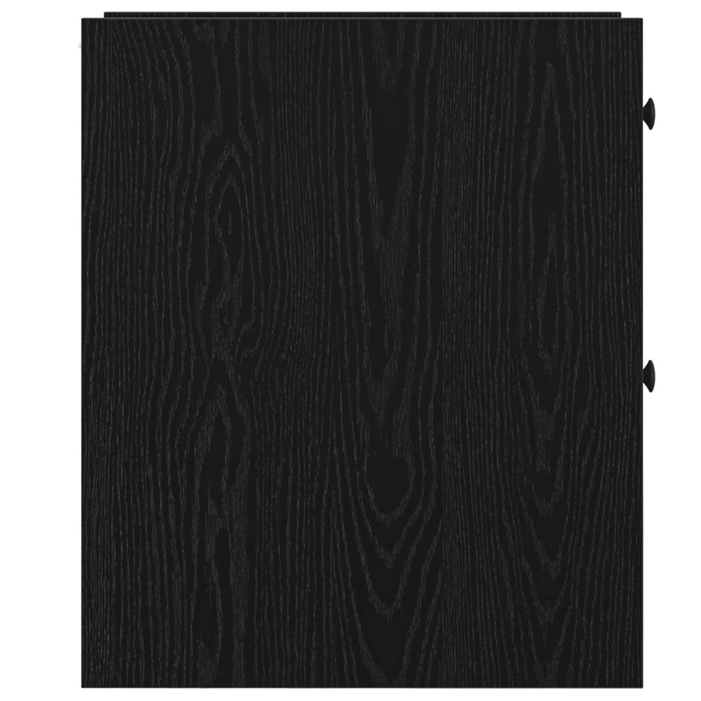 Armadio da bagno stretto con ruote in rovere nero legno ingegnerizzato