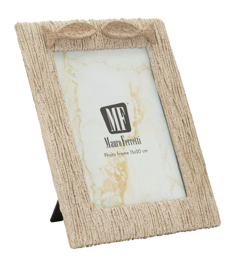 Cornice Sand 21x2,8x26,5 cm in Resina e Vetro Beige