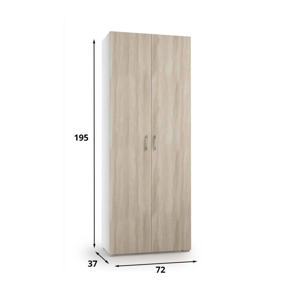 Angy, Armadio Multiuso 2 Ante un Cassetto Made in Italy, 72x195h cm Marrone Rovere