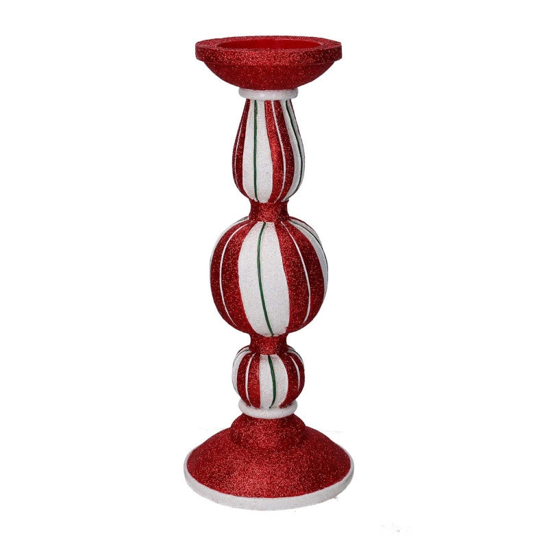 Portacandele resina bianco e rosso cm ø15h38