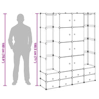 Armadietto Modulare 18 Scomparti Nero e Bianco 37x146x180,5 cm 240501