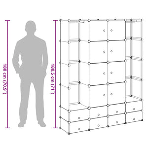 Armadietto Modulare 18 Scomparti Nero e Bianco 37x146x180,5 cm 240501