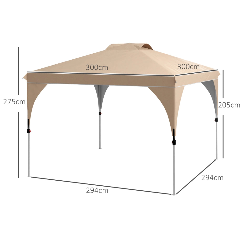 Gazebo da Giardino Pieghevole 3x3 m ¨C zephmum ¨C Grigio con Sacchetto Trasporto