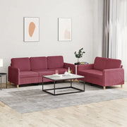 Set di Divani 2 pz con Cuscini Rosso Vino in Tessutocod mxl 83278