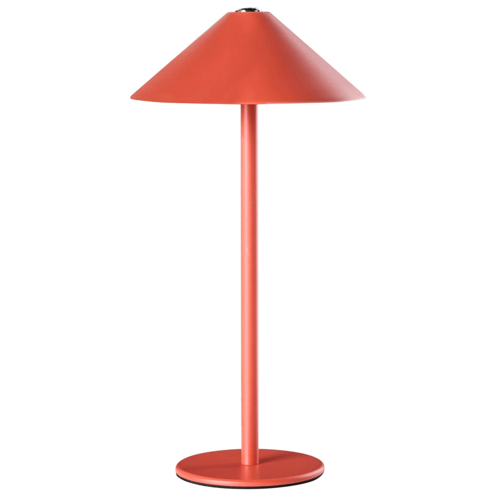 Lampada da tavolo wireless in metallo rosso per interni ed esterni con porta USB C ricaricabile