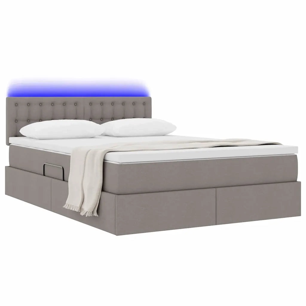 Letto con contenitore LED e materasso Tortora 140 x 200 cm