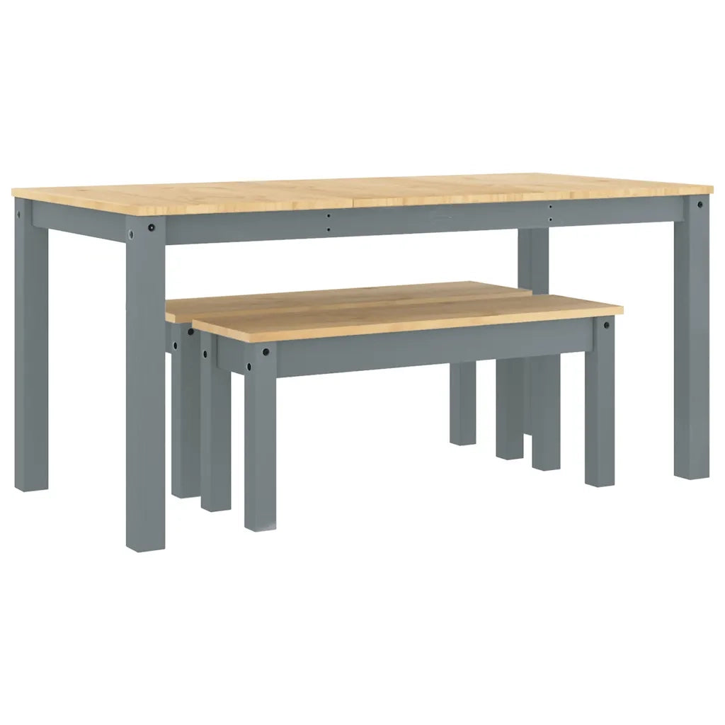 vidaXL Set da Pranzo 3 pz Panama Grigio in Legno Massello di Pino