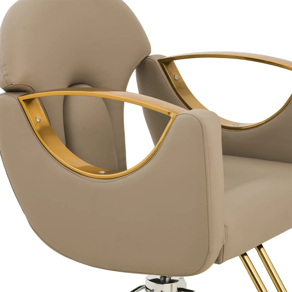Poltrona professionale da parrucchiere con poggiapiedi 65 cm 180 kg acciaio inox PU beige 14_0008973