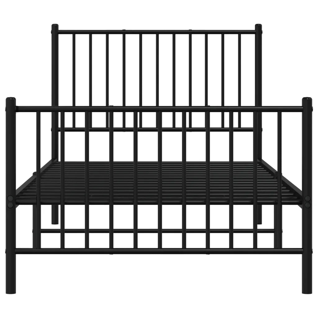 Giroletto con Testiera e Pediera Metallo Nero 90x200 cm 350875