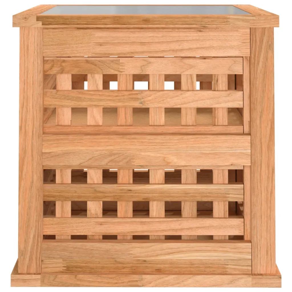 Set di 2 Comodini | Armadio da Notte | Mobiletto da notte 34x34x34 cm in Legno Massello di Noce