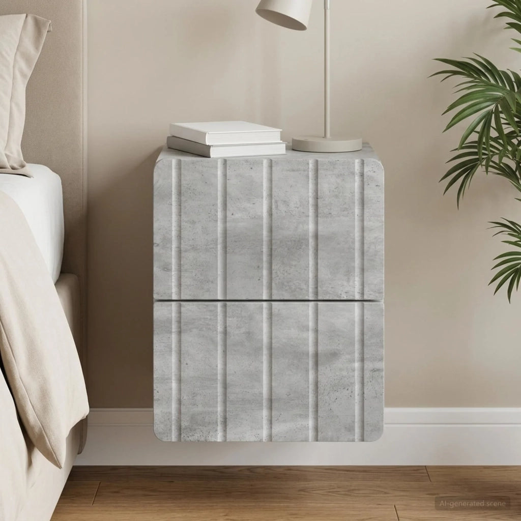 Mobiletto da notte a muro Grigio Cemento 33 x 34,5 x 43 cm 898301
