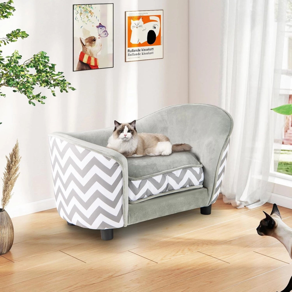 Divano per Cani 70 x 41 x 40 cm, Letto Morbido con Cuscino Imbottito, Copertura Removibile e Lavabile e Gambe, Poltrona per Cani in Velluto, capacità di Carico 50 kg