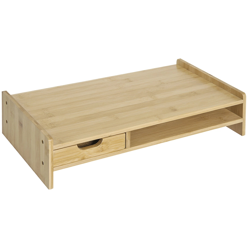 Supporto Monitor con Ripiano e Cubo Portaoggetti ¨C zephmum ¨C Bamb¨´ 49x25.5x11.5 cm
